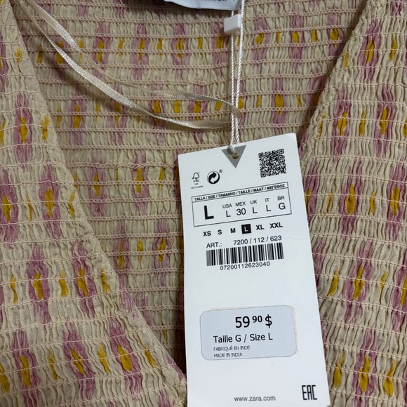 Zara | Women's Boho Smocked Midi Dress - Picture 5 of 10